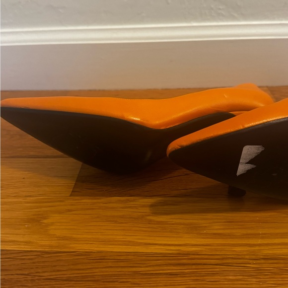 ESCADA Orange High Heels Pumps Shoes Work Party 7 Vintage Y2K Vibes Designer - Picture 8 of 12